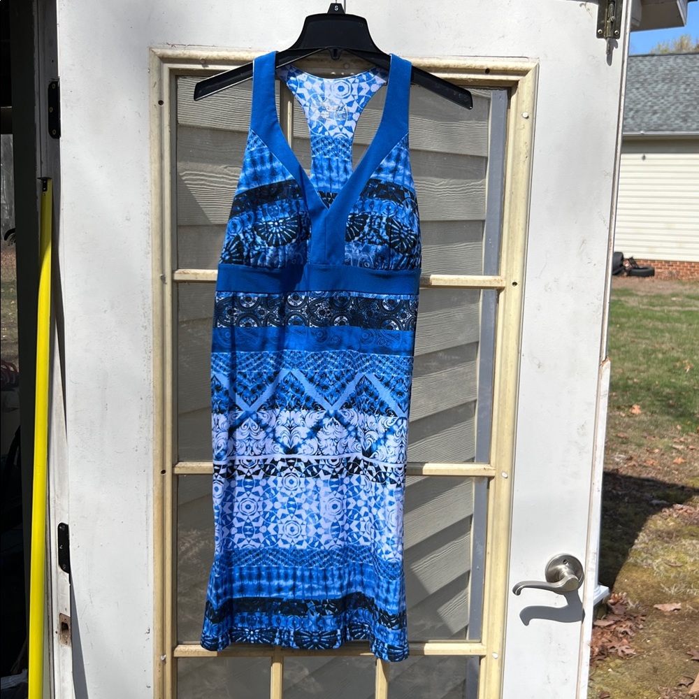 Women's Size XL "Gerry Weber" Blue Patterned Dress SUN DRESS LIGHTWEIGHT SEXY ❤️